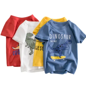 2023 Летние футболки для мальчиков и девочек, детская одежда с мультяшными животными, хлопковые повседневные детские топы с короткими рукавами