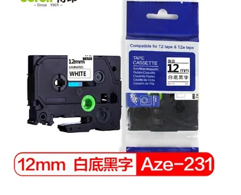 2x кассета с этикеточной лентой AZe-231 для принтеров этикеток Brother p-touch 12 мм черного цвета на белом