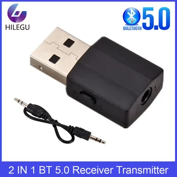 Bluetooth 5.0 Передатчик Приемник 2 в 1 Беспроводной USB Mini 3,5 мм AUX Стерео Музыкальный адаптер для автомобильного радио телевизора Bluetooth Наушники