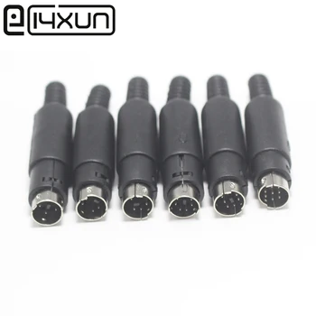 EClyxun 1шт Mini 3 4 5 6 7 8-контактный Din штекер с пластиковой ручкой адаптер для пайки кабелей DIY разъем