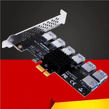 PCIE 1-7 Riser Множитель Порта PCIE USB3.0 Riser PCI Express X16 Адаптер PCI-E От 1X до 16X Card Riser Для Видеокарты BTC Mining
