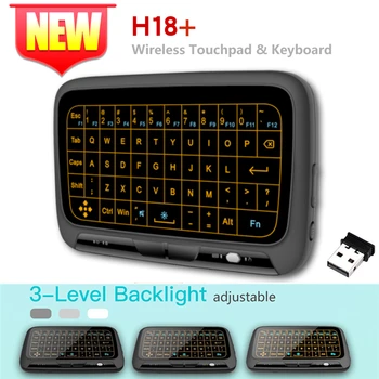 QWERTY H18 + Мини-Клавиатура с Полным Сенсорным Экраном 2,4 ГГц Air Mouse Подсветка Сенсорной панели Беспроводная Клавиатура Plug And Play Smart Keyboard