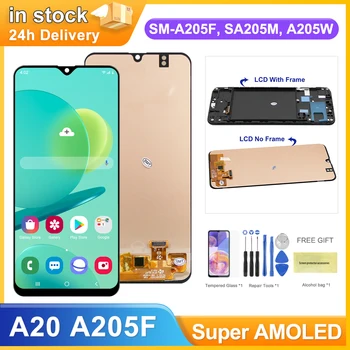 Super Amoled A20 Экран дисплея, для Samsung Galaxy A20 A205 A205F A205F/DS ЖК-дисплей Цифровой Сенсорный Экран С рамкой