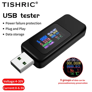 TISHRIC MX18 USB Тестер 0-6.5 A Ток 4-30 В Напряжение Постоянного Тока Цифровой Вольтметр Amperimetro USB Детектор Power Bank Индикатор Зарядного Устройства