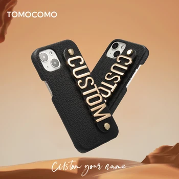 Tomocomo Luxury Custom Name Кожаный Чехол Для Телефона С Монограммой IPhone14 14ProMax 14Plus 13Promax 13 12 11 Обложка С Металлическими Буквами