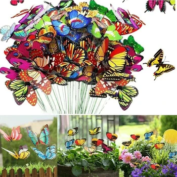 Водонепроницаемый Садовый горшок с бабочками, цветочная композиция с бабочками, Красочный декор с бабочками, украшение для цветочных горшков на открытом воздухе