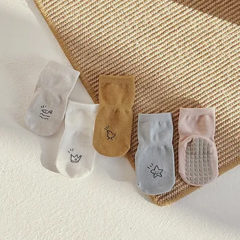 Детские носки Весенне-осенние детские нескользящие носки в пол для мальчиков и девочек, носки средней длины для новорожденных
