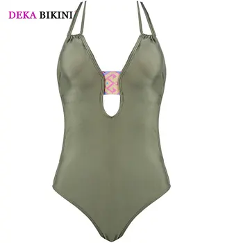 Женский цельный купальник DEKA с глубоким V-образным вырезом, новые купальники Пуш-ап, винтажные ретро-купальники, боди, пляжная одежда, монокини с открытой спиной