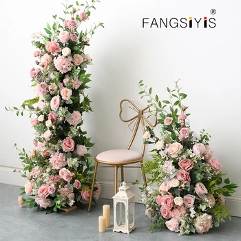 Изготовленная на заказ цветочная композиция в форме розовой Луны, Ряд искусственных роз, Декор свадебной арки, Фон, цветочная стена, витрина, реквизит