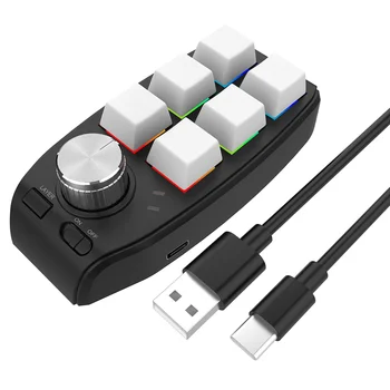 Клавиатура с макро-ручкой пользовательского программирования USB 6 клавиш Мини-кнопка копирования вставки для Photoshop Игровая Механическая клавиатура Белая
