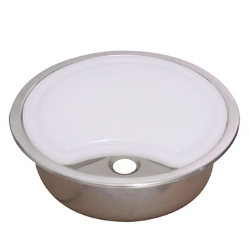 Кухонная раковина RV Round из нержавеющей стали - 1 чаша 365 x 365 мм с разделочной доской из полипропилена в комплекте - Прочная и простая в уходе