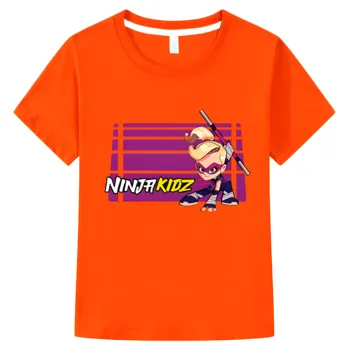 Летние Новые детские футболки с короткими рукавами из мультфильма NinjaKidz, 100% хлопок, топы для маленьких мальчиков и девочек, повседневная детская одежда