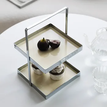 Минималистичный двухслойный декоративный поднос Nordic Wind, послеобеденный чай, десерт, подставка для фруктов, многофункциональная полка для хранения косметики