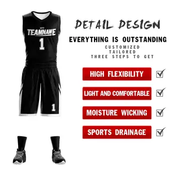 Мужская форма из реверсивной баскетбольной майки с индивидуальным принтом, Именной номер, Название команды, логотип, спортивная одежда большого размера