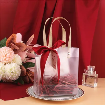 Новая подарочная сумка-тоут Прозрачные упаковочные пакеты с петлей для рук Пластиковая сумочка 10 шт. Коробка для хранения сувениров на свадьбу и День рождения