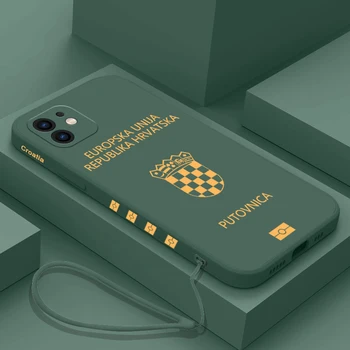 Обложка Для Паспорта Хорватии Чехол Для Телефона iPhone 15 14 13 12 11 Pro Max Mini X XR XS MAX SE 8 7 Plus Силиконовые Чехлы с Ремешком для рук