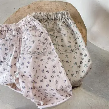 Осенняя новинка, модная детская одежда с цветочным рисунком, брюки для девочек, брюки