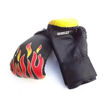 Перчатки для бокса муай тай с принтом пламени из искусственной кожи для взрослых с мешками для песка