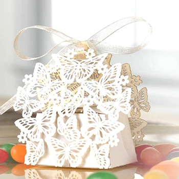 подарочный пакет в виде коробки конфет-бабочек 25шт с лентой, бумажные пакеты, свадебные сувениры для гостей, упаковочная коробка для вечеринки по случаю дня рождения Mariage