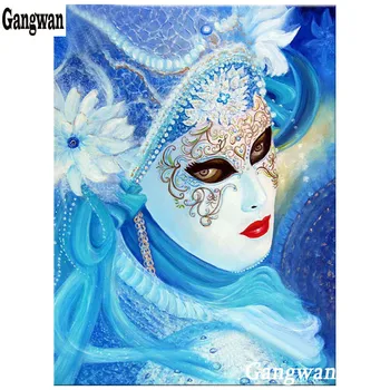 пользовательские фото DIY Алмазная живопись Вышивка крестом маска женщина 5D ручной работы Полный квадрат круглый горный хрусталь Алмазная вышивка мозаика