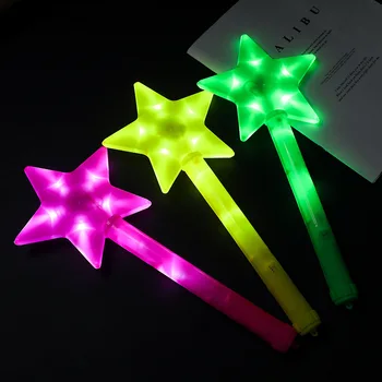 Светодиодная вспышка Пятиконечная звезда Светящаяся световая палочка Флуоресцентный декор для вечеринки С Днем Рождения Подарки для детей Принадлежности для вечеринок