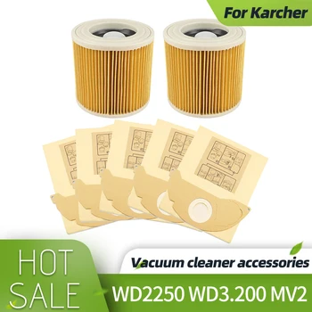 Сменные воздушные пылевые фильтры, мешки для пылесосов Karcher, Запчасти, картридж HEPA-фильтра WD2250 WD3.200 MV2 MV3