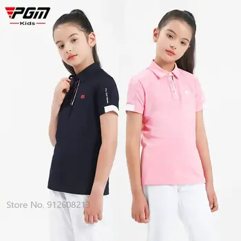 Спортивная рубашка-поло для девочек PGM, летняя одежда для гольфа, Детские мягкие футболки с короткими рукавами, Дышащие топы для мальчиков S-XL
