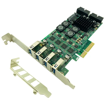 Устройство для подключения карт расширения PCI Express от PCI-E к USB 3.0, 8 портов контроллера USB 3.0, 4 канала питания SATA для сервера камер.