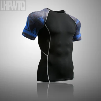 Футболка с 3D-принтом, компрессионные колготки, мужская рубашка для фитнеса, Дышащая спортивная одежда для велоспорта в спортзале Rashgard с коротким рукавом