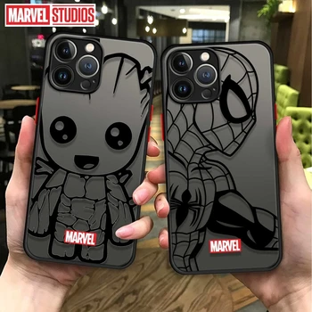 Чехол для телефона Apple iPhone 11 12 13 14 15 Pro 15 Pro Max 15 Plus XR 12mini 13mini прозрачный Marvel Groot Spider Студия Железного человека
